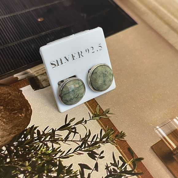 VizionartebyJyoti Jewelry - Jade Earring studs in 925 Sterling silver